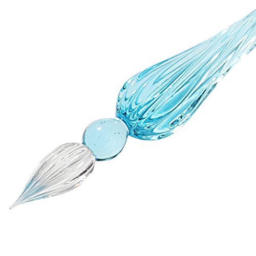 molshine Handmade Glass Dip Pen Crystal Calligraphy Pen Signature Dipped Pen for Artist Women Men Teens,Writing Drawing Decoration Gifts (Lake Blue)