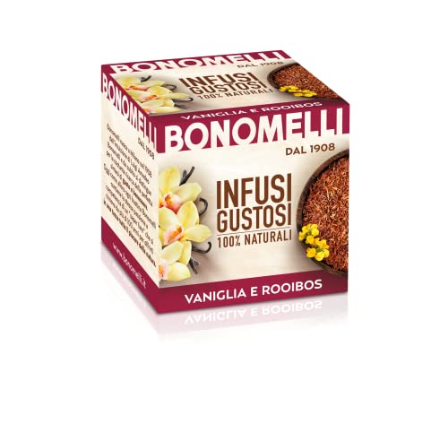 Bonomelli Infusi Gustosi, Rooibos e Vaniglia, Confezione da 10 Filtri, Sapore Intenso e Dolce, Senza Caffeina, da Gustare a Caldo o a Freddo, Ingredienti 100% Naturali (20g)