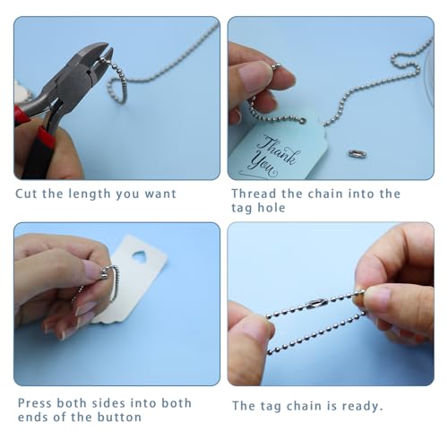 Miniatura 3 de Mipiace 10m Cadena De Bolas De Acero Inoxidable De 2,4 Mm Cadena De Cuentas De Metal Con 50 Conectores De Cadena De Bolas Para Diy Joyas Collar Llaveros Collares Pulseras