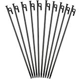 DANCHEL OUTDOOR 16IN-10pcs Extra Long Tent Stakes Heavy Duty Rust-Free Camping Accessories, Windproof Metal Ground Stakes for Backyard/Beach/Canopy Forged Steel Inflexible Pegs