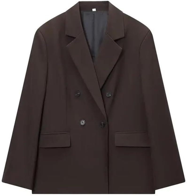 Women Winter Long Double Breasted Suit with Pads Two Piece Set