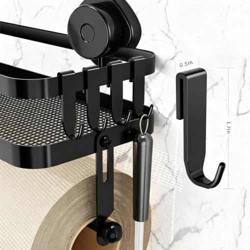 Image of Taozun Paper Towel Holder Wall Mount Suction Cup Easy Install | 2-in-1 Shelf + Paper Towel Holder, Suction Cup No-Drill, Kitchen & Bathroom, Rustproof, Removable & Reusable