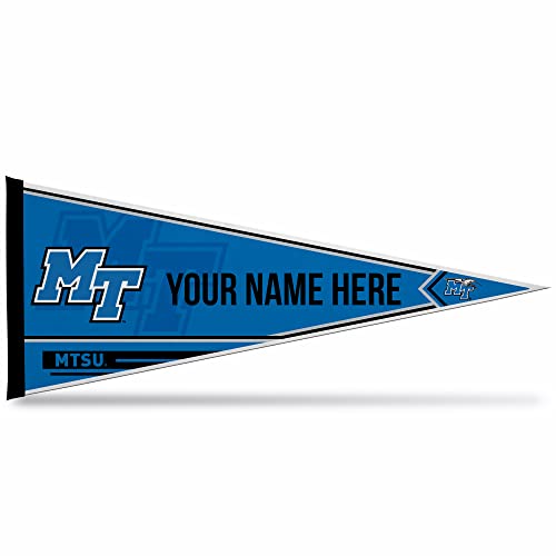 Rico Industries NCAA Middle Tennessee State Blue Raiders Personalized - Custom 12" x 30" Soft Felt Pennant - EZ to Hang