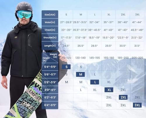 WULFUL Herren Wintermäntel Wasserdicht Skijacke Warm Winddicht Winter Windbreaker Jacken für Männer mit Kapuze, Navy-0047, L
