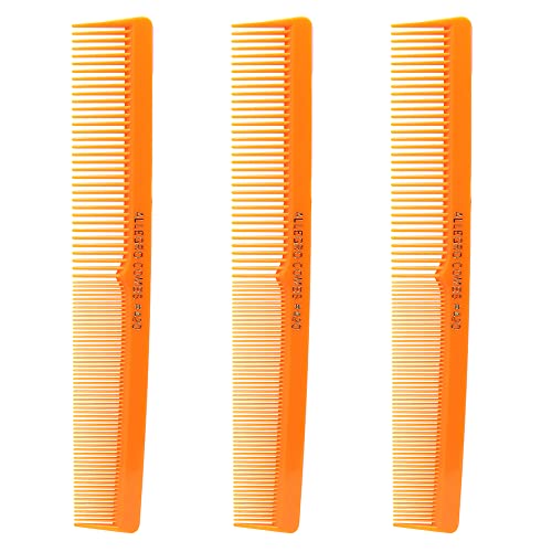 Allegro Combs 420 Hair Stylist Barbers Cutting Combs Beard Comb Mustache Mens Women Toddler Boys Braiding Hair Parting Usa 3 Pc. (Neon Orange) #TOP16