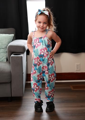 Image of Disney Frozen Elsa Princess Minnie Stitch Marie Girls Romper with Bow Tie Strap and Headband Cute Jumpsuit for Baby & Toddler