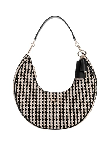 Sac épaule GUESS Mirema imprimé multicolore unique sur fond noir intense