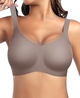Ganado Damen BH Tiefem V-Ausschnitt Nahtloser BH Soft Bequem Bügellos Bustier (Grau-Spitze, L)