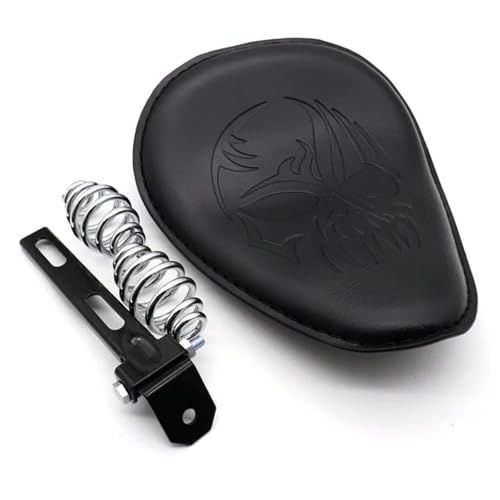 Asiento individual de cuero retro para moto Bobber con muelles cromados de tres pulgadas