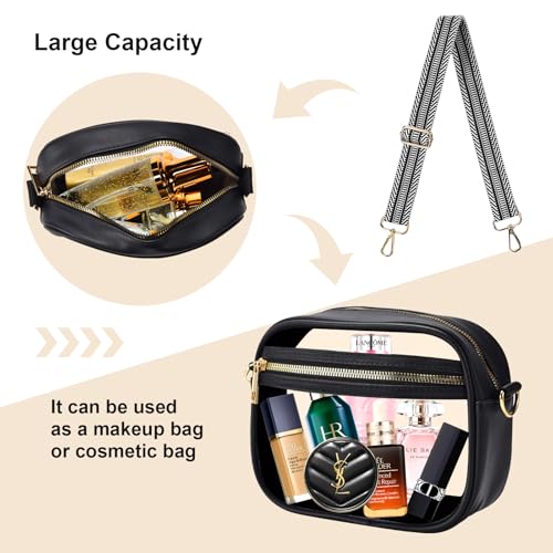 Image of Fibrdoo Clear Bag Stadium Approved, Leather Clear Crossbody Purse Bag for Concerts Sports Events Festivals