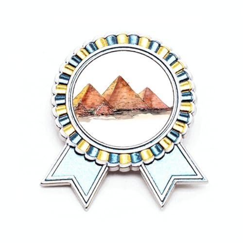 Broche en métal motif Égypte ancienne et géométrie Art déco rétro de taille M