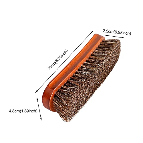 6.3" Shoe Brush Horsehair Shoe Shine Brushes Horsehair Shoe Brush With Horse Hair Bristles For Boots, Shoes & Other Leather Care(Brown) #TOP1
