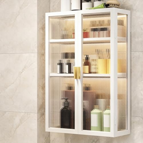 Wall-Mounted Corner Cabinet with Doors - Space-Saving Acrylic & Steel Bathroom & Kitchen Storage Solution, Stylish Organizer for Small Spaces