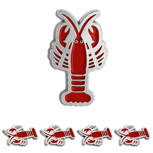 6Pcs Red Shrimp Enamel Lapel Pins Bulk Crayfish Lobster Brooch Pin Badge For Women Men Clothes Shirt Bag Hats by YYDSPin - Used condition - US$8.31