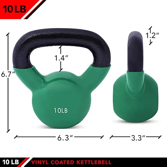 JFIT Kettlebell Weights Vinyl Coated Iron - 12 Size Options, 5lbs-50lbs - Coated for Floor and Equipment Protection, Noise Reduction, Ballistic, Core, Weight Training