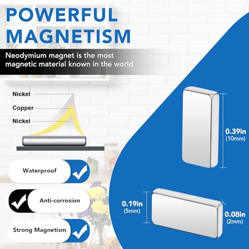Image of LOVIMAG Small Neodymium Bar Magnets, 120 Pcs, 0.39x0.19x0.08in | Rare Earth Refrigerator Magnet for Whiteboard, Fridge, Office, Science, Craft and Tool Storage