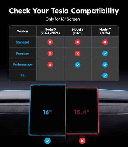 Image of Wigoo for 2026 Tesla Model Y Juniper /Model Y L Screen Protector, 16 inch, Matte | For 2026 Model Y (Premium & Performance) /Model Y L, No Glare & Fingerprint, Tempered Glass Protector with Alignment Kit