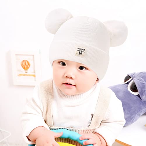 Toddler Boy Winter Beanie Baby Knit Hat Warm Girl Beanie Newborn Cute Bear Pom Hats for Kids3
