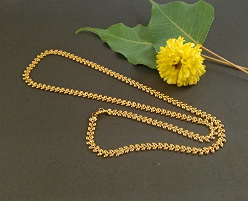Image of CUTE GOLD 1 Gram Micro Gold Plated & Copper Traditional Designer Fashion Jewellery Chain for Women
