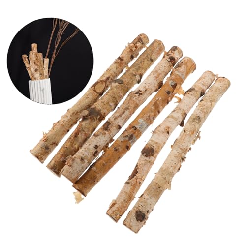 HOMSFOU 6er- pack Birkenscheiben Holzscheite Stäbchen Natürliche Holzstäbchen Bastelzweige Dekorative Handgefertigte Handarbeiten-7