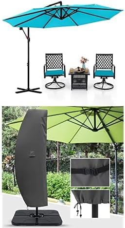 ABCCANOPY Cantilever Patio Umbrellas 10FT Turquoise with Offset Umbrella Cover for 8FT to 15FT Dark Gray