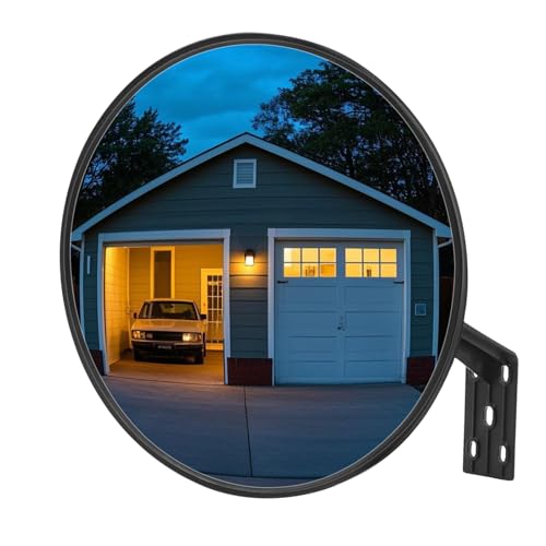 8 Inch Convex Mirror with Adjustable Bracket - 360° Bubble Mirror for Driveway, Corner Blindspot, Security, Indoor & Outdoor Use - Lightweight Acrylic Material