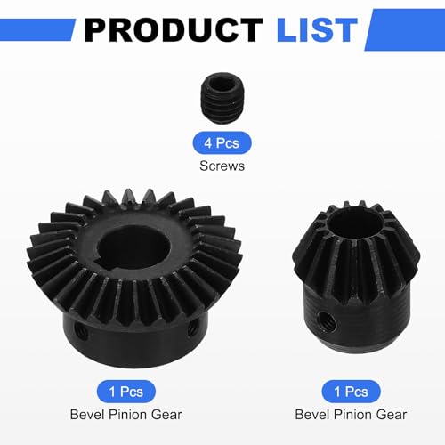 Image of uxcell 2Pcs Tapered Bevel Gears Set, 1.5 Mod 1:2 (15T /30T) Harden Steel Straight Bevel Gear, 90 Degree Steering Motor Gears, (10 /15mm Shaft Hole with Keyway)