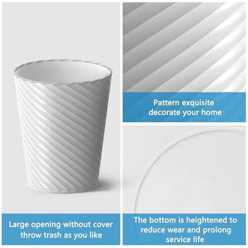 Image of Lysam Bathroom Trash Can, 8 Pack 1.8 Gallons Small Trash Can with Trash Bags, Bathroom Garbage Can, Plastic Trash Bin, Round Waste Basket for Bedroom, Office, Kitchen, Room, Compact Space (White)