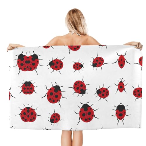 Serviette de bain microfibres à imprimé coccinelle séchage rapide pour le sport