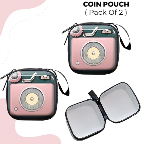 Image of Kraptick Multipurpose Coin Pouch - Compact Zipper Purse for Coins, Cash & Small Essentials Durable & Stylish Fabric Mini Organizer for Daily Use (Player Design) (Pack of 2)