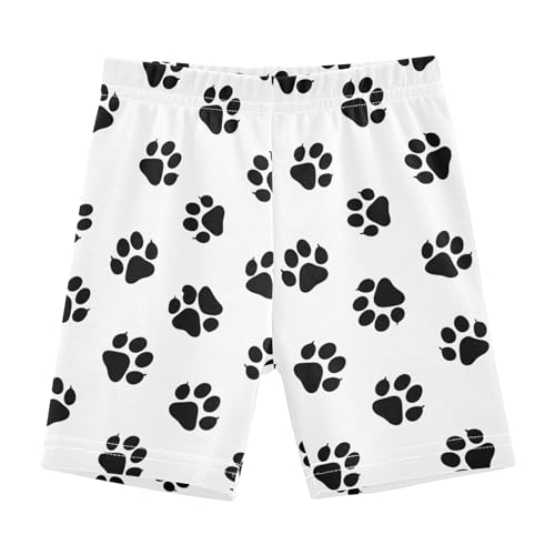 Toddler Biker Shorts Girls Cotton Under Dress Shorts Print 4t Dance Clothes Black Dog Paw Prints White