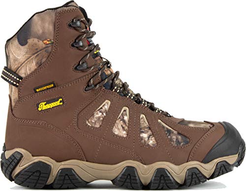 Thorogood Crosstrex 8” Insulated Waterproof Hiking Boots for Men - Premium Breathable Leather and Mesh with Mossy Oak Break-Up Country Camo and Traction Outsole, Brown/Mossy Oak - 14 M US2