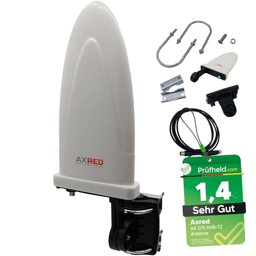 [Test SEHR GUT, Note 1.4 *] Anadol AXRED AX075 DVBT2 Antenne mit Verstärker 36dBi für außen, DVBT Antenne für Receiver Fernseher, DVB-T DVB-T2 Antennen, Zimmerantenne, Freenet TV