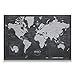 Conquest Maps World Travel Map with Pins Modern Slate Style Push Pin Travel Map Cork Board, Track Your Travels w/a Handmade Unique Canvas Pinable Map (36