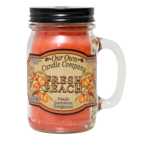 Our Own Candle Company Fresh Peach Scented Mason Jar Candle 100 Hour Burn Time 13 Ounces