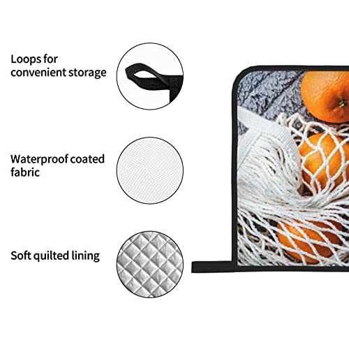 Scattered Orange Fruits Oven Mitts And Pot Holders 4 Pcs Set Heat Resistant Non-Slip Oven Gloves And Potholders For Kitchen Cooking Baking Grilling Bbq #TOP5