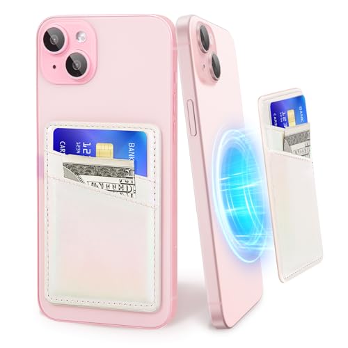 SHANSHUI Magnetic Wallet Compatible for Magsafe, PU Leather Power Magnet Card Holder for Back of Phone Wallet 2 Card Slots Compatible for iPhone 15/14/ 13/12 Series