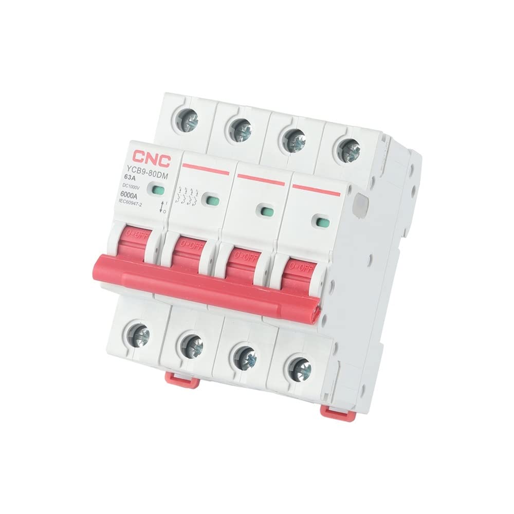 Przełącznik różnicowy, przełącznik magnetoter 4P DC używany do systemu fotowoltaicznego Ochrona bezpieczeństwa 6 kA DC 1000 V (rozmiar: 4, kolor: 50A)