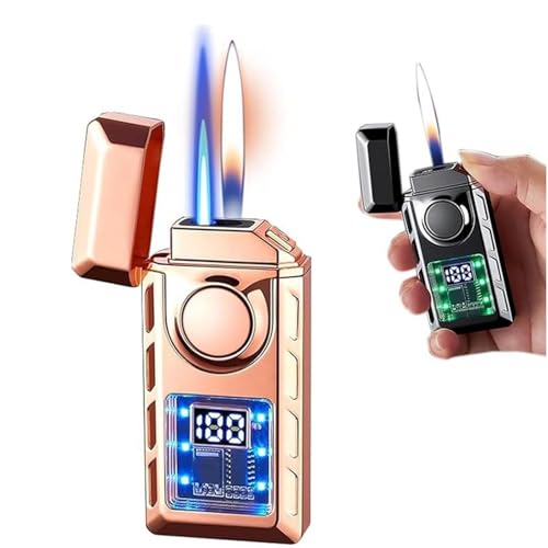 Encendedor portátil de metal con llama dual miniatura 1