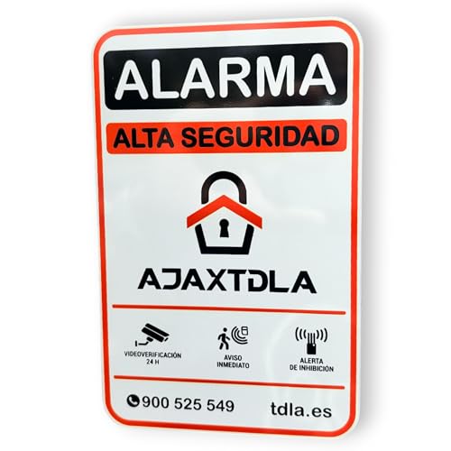 NO PARECE REAL, LO ES. Super Adhesivo y ALUMINIO - Somos empresa venta de ALARMAS Ajax Especial piso Cartel alarma disuasorio Naranja - 14x9cm - 0,8mm