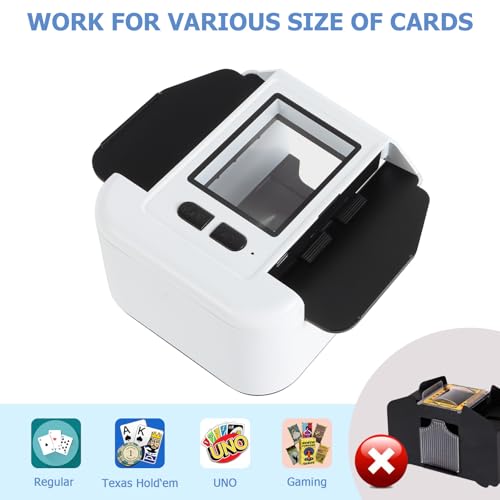 AOKUY Automatischer Kartenmischer für 1-2 Decks,wiederaufladbarer 2000-mAh-Akku,elektrischer Shuffler für Poker,UNO, Blackjack,Phase 10 & mehr-One-Touch-Shuffle, tragbar & leise (Weiß)
