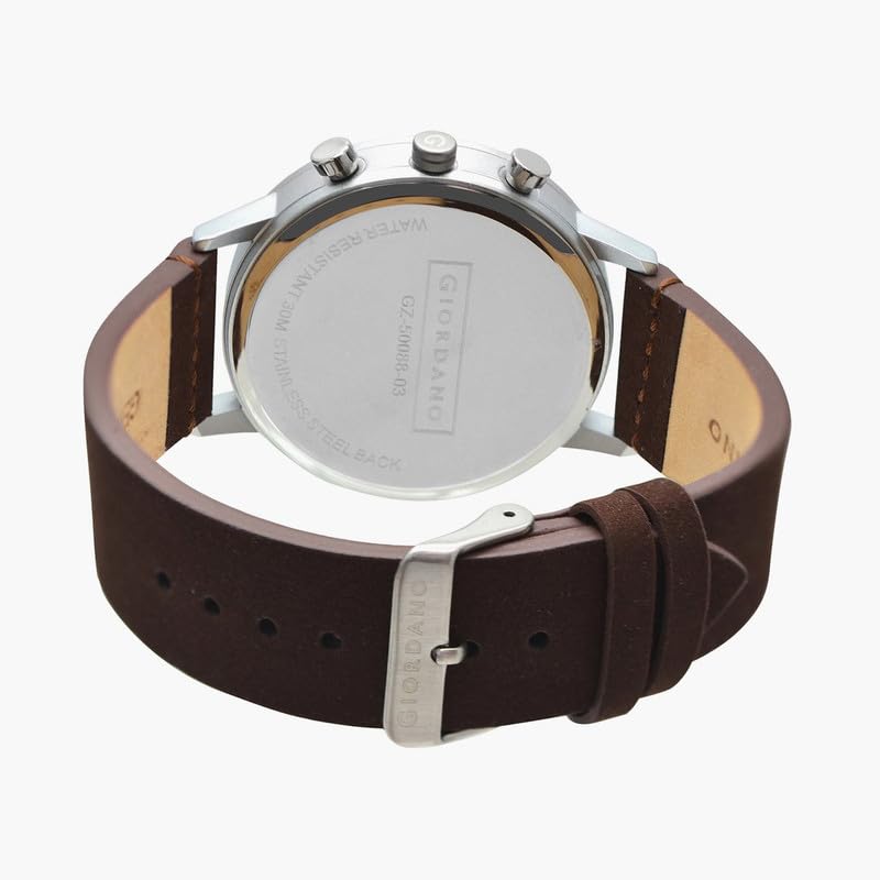 Image of Giordano Analog Sporty Multi-Functional Watch for Men with Round Shape dial and Leather Strap