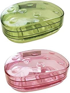 PUTING 2 Pack Transparent Plastic Soap Case Holder Portable Clear Soap Container Box
