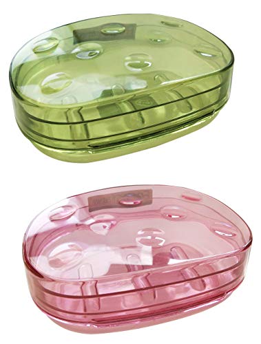 PUTING 2 Pack Transparent Plastic Soap Case Holder Portable Clear Soap Container Box
