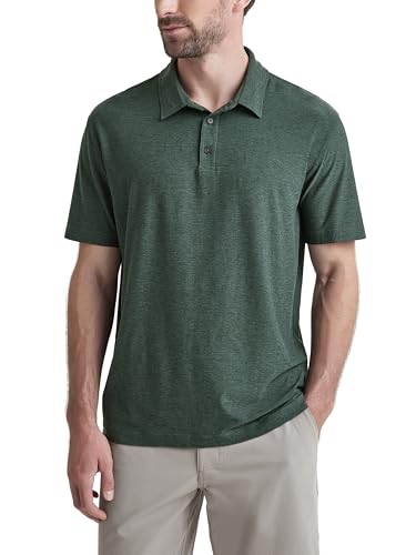 ODODOS Men's Performance Polo - Stratum Tech Short Sleeve Golf T-Shirts Ultra Soft Moisture Wicking UPF 50+ Casual Tops