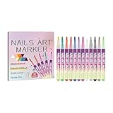 Nagel Stifte - 12 Farben Wasserbasierte Schnelltrocknende Marker, 0,3 mm feine Spitze schnelltrocknende Nagellack Malstifte, Für Frauen Mütter Männer Jugendliche Anfänger Doodle Maniküre Salon Zuhau
