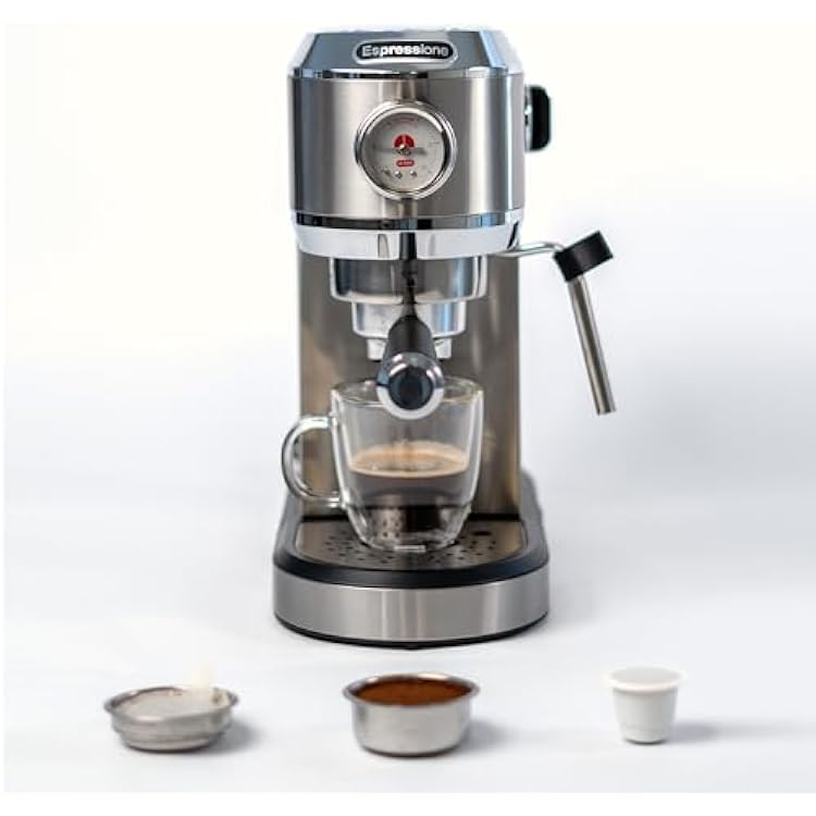Espressione Flex 3-in-1 Espresso Maker, compatible with E.S.E. espresso pods, Nespresso capsules and ground coffee, 20 Bar Italian Pump, Adjustable Temp Control, Fast Thermoblock Heating