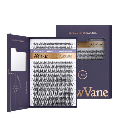 GlowVane TrueCurve Lash Clusters Soft Natural Look Eyelash Clusters for All-Day Comfort 0.03mm Wispy D Curl Lashes 8-18mm Lightweight Curved Band Lashes Use-Friendly (Winkie)