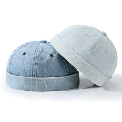 Image of Glamorstar Brimless Dome Hats for Women Men Sailor Beanie Cap Vintage Docker Hat