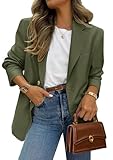 PRETTYGARDEN 2025 Blazers for Women Business Casual Long Sleeve Lapel Open Front Suit Jacket Work Blazer with Pockets (Army Green,Medium)
